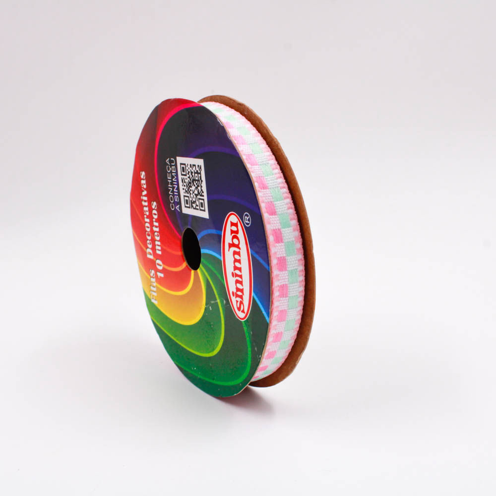 Fita Xadrez Pespontada Sinimbu 1901 10Mm Em Poliester Com 10 Metros